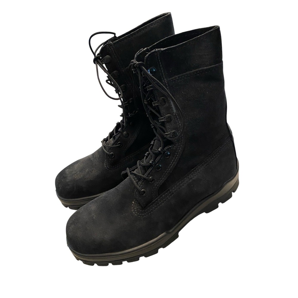 Bates E01421 Mens 10.5 EW Black Suede Leather Steel Toe Work Safety Boots Vibram